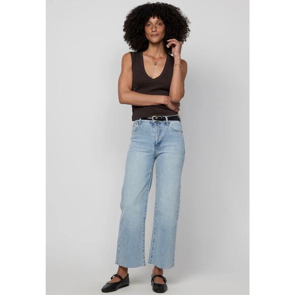 NWT Oliver Logan Aberdeen Wide Leg Crop Jeans Light Wash Size 32 High Rise Denim - Picture 10 of 16